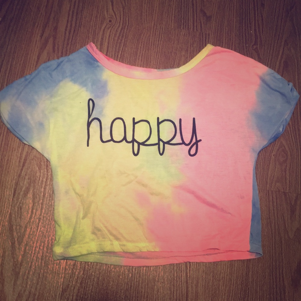 “Happy” tie dye crop top